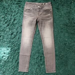 Miss Me Gray Skinny Jeans Womens Size 25 Mid Rise Stretch Denim